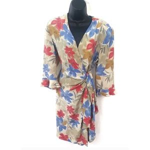 Adrianna Papell Boutique Floral 100% Silk Dress